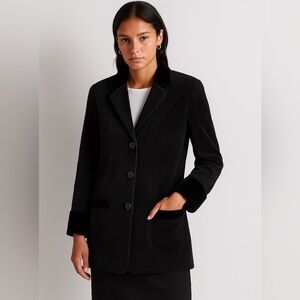 J. Jill Black Corduroy Blazer Jacket Velvet Trim 4 Button Size M Vintage Classic